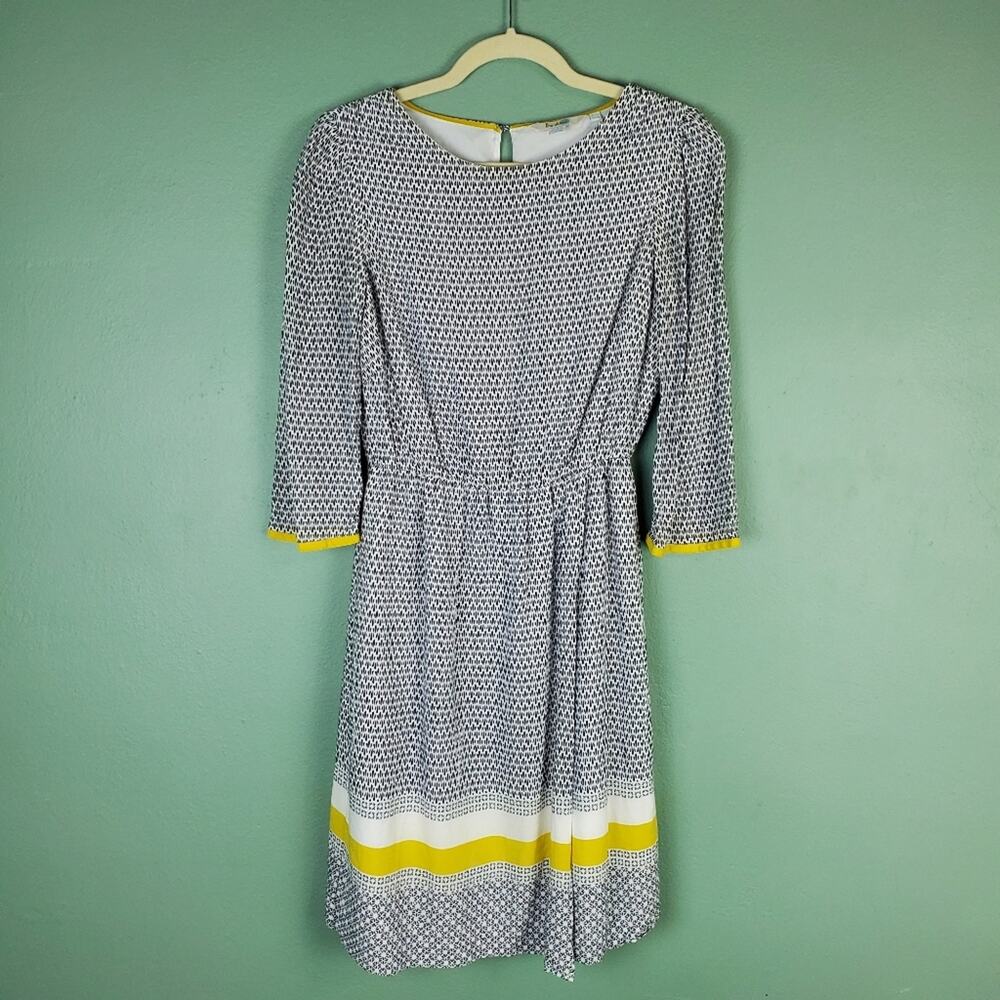 Boden Midi Dolly Faux Wrap Dress Navy Yellow Size 6